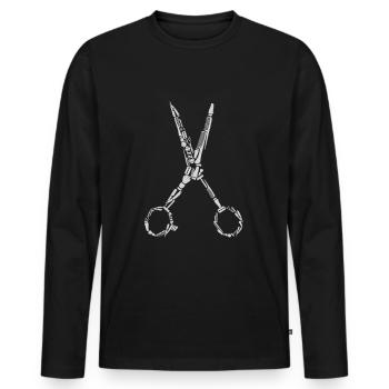 Ciseaux de coiffeur - T-shirt manches longues Premium bio Homme - noir - Devant - Nico (187cm)