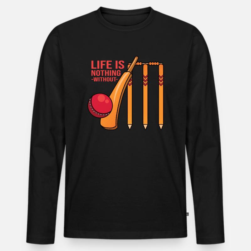 Cricket Kricket Cricketschläger Cricket Spruch - Männer Premium Bio Langarmshirt - Schwarz
