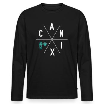 Canicross Cross Country Run avec Dog Canicross Run - T-shirt manches longues Premium bio Homme - noir - Devant - Nico (187cm)