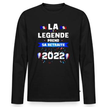 Retraite 2022 Humour Collègue - T-shirt manches longues Premium bio Homme - noir - Devant - Nico (187cm)