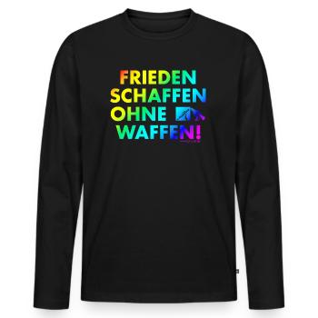 Frieden schaffen ohne Waffen! - Männer Premium Bio Langarmshirt - Schwarz - Vorne - Nico (187cm)