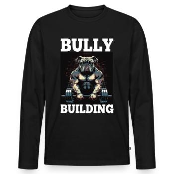 Français Bulldog Frenchie Bodybuilding Dog - T-shirt manches longues Premium bio Homme - noir - Devant - Nico (187cm)