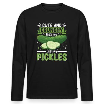Cute and crunchy cucumber gift - Men's Premium Organic Long Sleeve Shirt - black - Front - Nico (187cm)