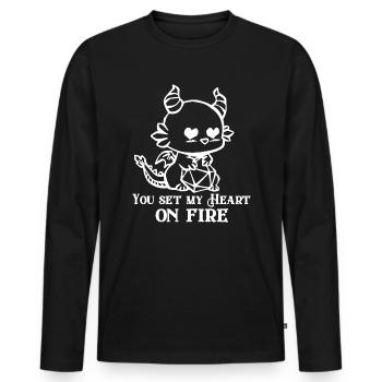 You set my Heart on fire RPG Valentine's Day - Men's Premium Organic Long Sleeve Shirt - black - Front - Nico (187cm)
