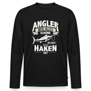 Angler Angeln Angel Fische Fisch Fischer Haken - Männer Premium Bio Langarmshirt - Schwarz - Vorne - Nico (187cm)