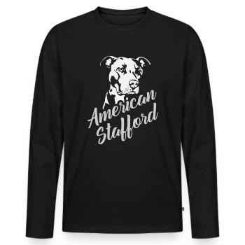 American Stafford Dog Dog Eater Cadeau - T-shirt manches longues Premium bio Homme - noir - Devant - Nico (187cm)