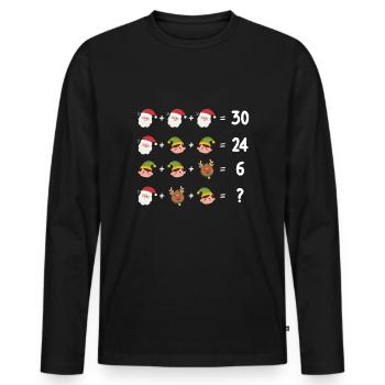 Noël Math Elfes Père Noël Rennes - T-shirt manches longues Premium bio Homme - noir - Devant - Nico (187cm)