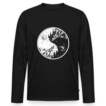 Lune Cercle Soleil Obscurité et Lumière - T-shirt manches longues Premium bio Homme - noir - Devant - Nico (187cm)