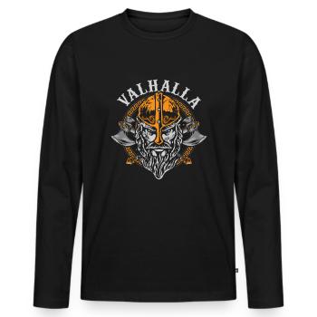 Valhalla Wikinger und Nordmänner shirt - Männer Premium Bio Langarmshirt - Schwarz - Vorne - Nico (187cm)
