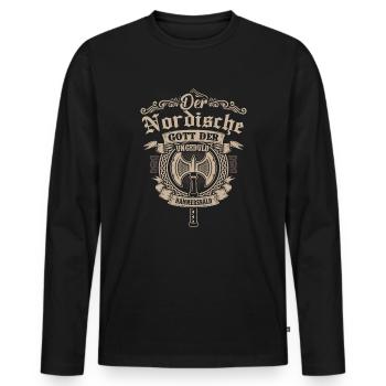 Hammersbald Mythologie nordique Patience Impatience - T-shirt manches longues Premium bio Homme - noir - Devant - Nico (187cm)
