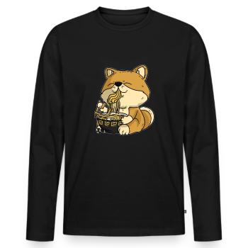Ramen Chien Asiatique Japon Chien Shiba inu - T-shirt manches longues Premium bio Homme - noir - Devant - Nico (187cm)