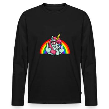 EInhorn majeur je peux moi-même des fois - T-shirt manches longues Premium bio Homme - noir - Devant - Nico (187cm)