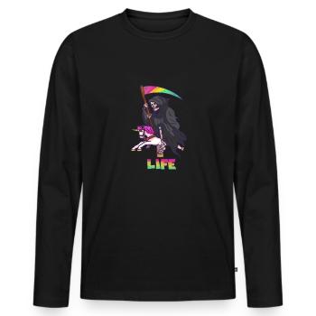 Licorne Sensemann Rosa Bunt tod sarkasmus - T-shirt manches longues Premium bio Homme - noir - Devant - Nico (187cm)