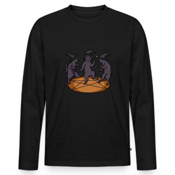 Cult Cat Dancing Magic Hat Wand Hat - Men's Premium Organic Long Sleeve Shirt - black - Front - Nico (187cm)
