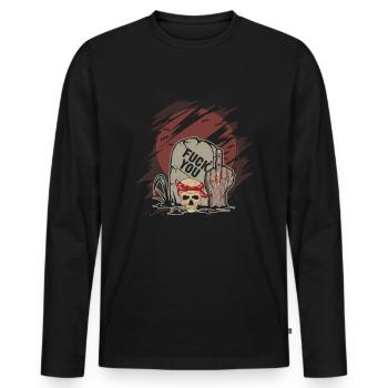 Fuck you gravestone Halloween zombie - Men's Premium Organic Long Sleeve Shirt - black - Front - Nico (187cm)