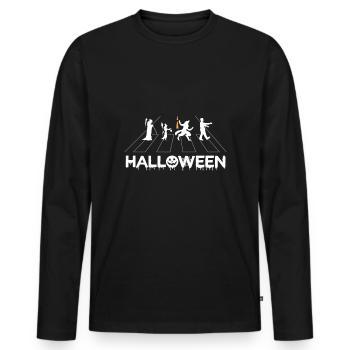 Halloween Kreaturen Zebrastreifen witzig - Männer Premium Bio Langarmshirt - Schwarz - Vorne - Nico (187cm)