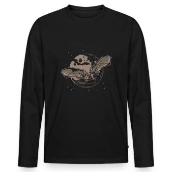 Fledermaus Vollmond Halloween - Männer Premium Bio Langarmshirt - Schwarz - Vorne - Nico (187cm)