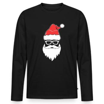 Visage cool du Père Noël avec des lunettes - T-shirt manches longues Premium bio Homme - noir - Devant - Nico (187cm)