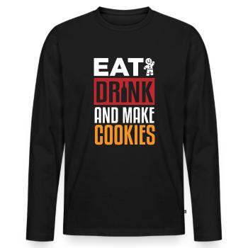 Essen Sie Trinken Und Machen Sie Kekse - Männer Premium Bio Langarmshirt - Schwarz - Vorne - Nico (187cm)