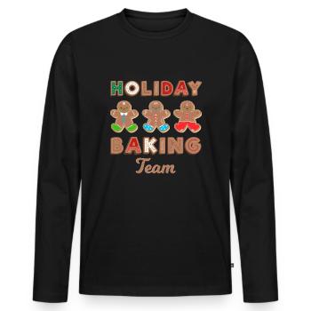 Holiday Baking Team Gingerbread Man - Men's Premium Organic Long Sleeve Shirt - black - Front - Nico (187cm)