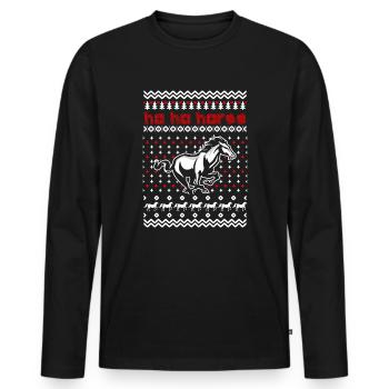 Ho Ho Pferd - Männer Premium Bio Langarmshirt - Schwarz - Vorne - Nico (187cm)
