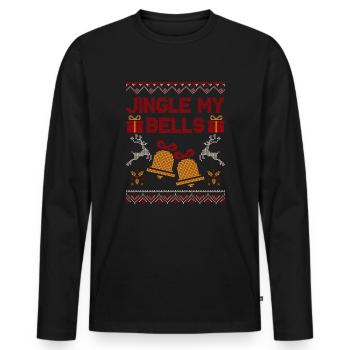 Jingle My Bells ugly christmas sweater - Men's Premium Organic Long Sleeve Shirt - black - Front - Nico (187cm)