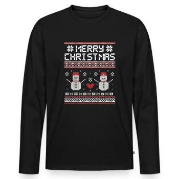 Joyeux bonhomme de neige de Noël - T-shirt manches longues Premium bio Homme - noir - Devant - Nico (187cm)