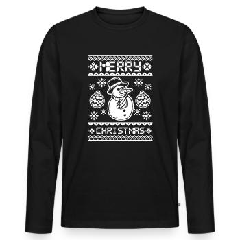 Joyeux Noël Cool bonhomme de neige avec - T-shirt manches longues Premium bio Homme - noir - Devant - Nico (187cm)