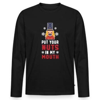 Mets tes noix dans ma bouche - T-shirt manches longues Premium bio Homme - noir - Devant - Nico (187cm)