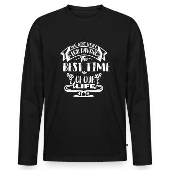 Week-end entre amis en groupe - T-shirt manches longues Premium bio Homme - noir - Devant - Nico (187cm)
