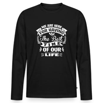 Wochenende mit Freunden in Gruppe Trinken Party - Männer Premium Bio Langarmshirt - Schwarz - Vorne - Nico (187cm)