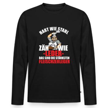 Fleischer Metzger Zerleger Schlachter - Männer Premium Bio Langarmshirt - Schwarz - Vorne - Nico (187cm)