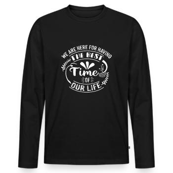 Week-end entre amis en groupe - T-shirt manches longues Premium bio Homme - noir - Devant - Nico (187cm)