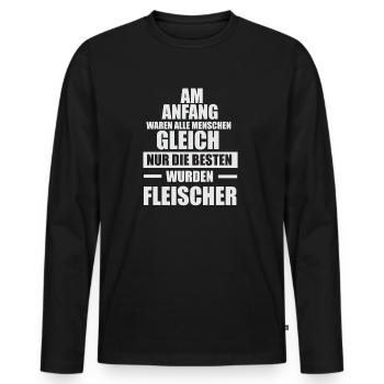 Fleischer Metzger Zerleger Schlachter - Männer Premium Bio Langarmshirt - Schwarz - Vorne - Nico (187cm)
