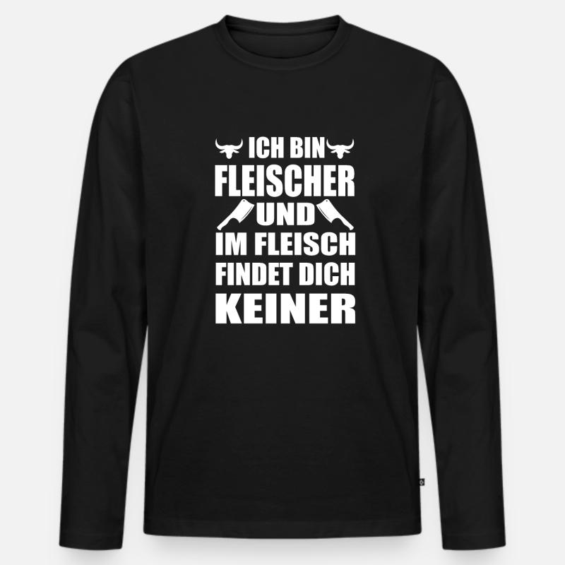 Fleischer Metzger Schlachter - Männer Premium Bio Langarmshirt - Schwarz