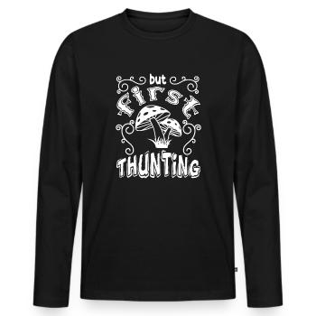 Cueilleurs de champignons et amis champignons - T-shirt manches longues Premium bio Homme - noir - Devant - Nico (187cm)