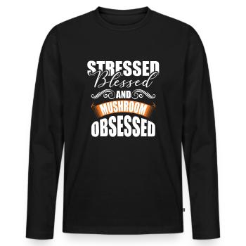 Mushroom pickers and mushroom friends - Men's Premium Organic Long Sleeve Shirt - black - Front - Nico (187cm)