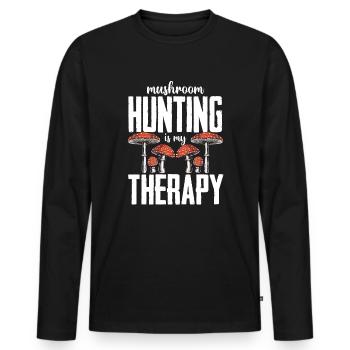 Cueilleurs de champignons et amis champignons - T-shirt manches longues Premium bio Homme - noir - Devant - Nico (187cm)