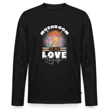 Cueilleurs de champignons et amis champignons - T-shirt manches longues Premium bio Homme - noir - Devant - Nico (187cm)