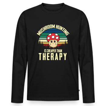 Mushroom pickers and mushroom friends - Men's Premium Organic Long Sleeve Shirt - black - Front - Nico (187cm)