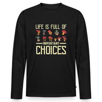 Pilzsammler und Pilz Freunde - Männer Premium Bio Langarmshirt - Schwarz - Vorne - Nico (187cm)