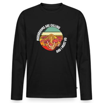 Pilzsammler und Pilz Freunde - Männer Premium Bio Langarmshirt - Schwarz - Vorne - Nico (187cm)