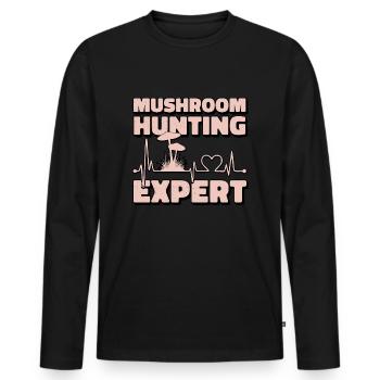 Cueilleurs de champignons et amis champignons - T-shirt manches longues Premium bio Homme - noir - Devant - Nico (187cm)