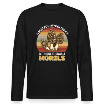 Mushroom pickers and mushroom friends - Men's Premium Organic Long Sleeve Shirt - black - Front - Nico (187cm)