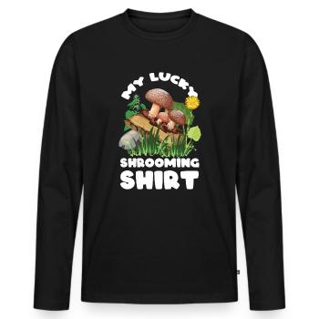 Cueilleurs de champignons et amis champignons - T-shirt manches longues Premium bio Homme - noir - Devant - Nico (187cm)