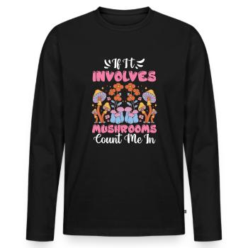 Mushroom pickers and mushroom friends - Men's Premium Organic Long Sleeve Shirt - black - Front - Nico (187cm)