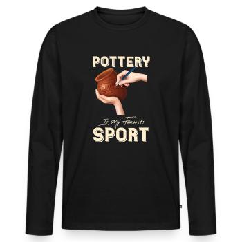 Poterie et poterie - T-shirt manches longues Premium bio Homme - noir - Devant - Nico (187cm)