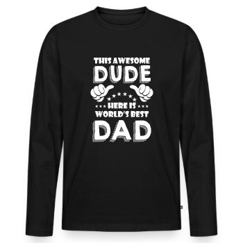 Cadeau de fête des pères pour papa pour la fête des hommes - T-shirt manches longues Premium bio Homme - noir - Devant - Nico (187cm)
