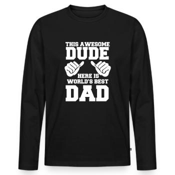 Cadeau de fête des pères pour papa pour la fête des hommes - T-shirt manches longues Premium bio Homme - noir - Devant - Nico (187cm)