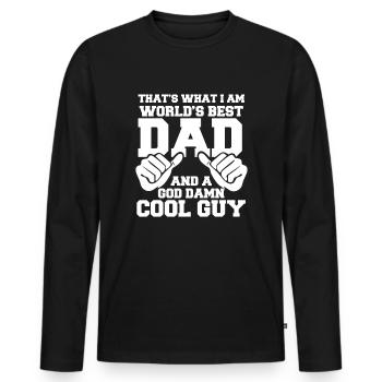 Cadeau de fête des pères pour papa pour la fête des hommes - T-shirt manches longues Premium bio Homme - noir - Devant - Nico (187cm)